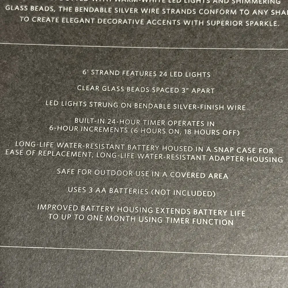 Restoration Hardware Starry Crystal Beaded Glass Garland 6 Feet Battery Timer